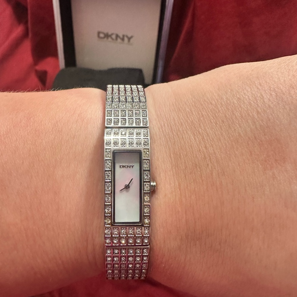 DKNY Silver Crystal Bracelet Watch with Mother-of-Pearl Dial - Picture 3 of 6